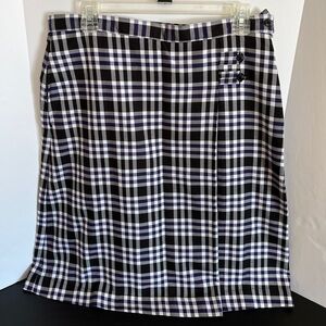 Lands' End Classic Black, Purple and White Wrap Skirt
